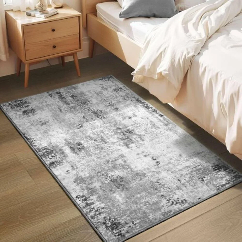 New 2x3 Grey Entry Rug, Washable, Non-Slip Low Pile Area Rug for Indoor Use